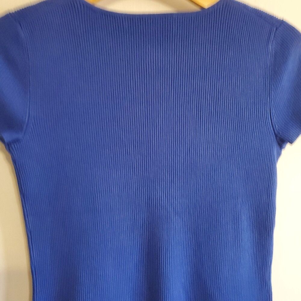 Spenser Jeremy Silk Blend Blue Ribbed Square Neck Top Size S Minimal 90s Y2K - Picture 5 of 10